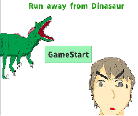 Run away from dinosaur.